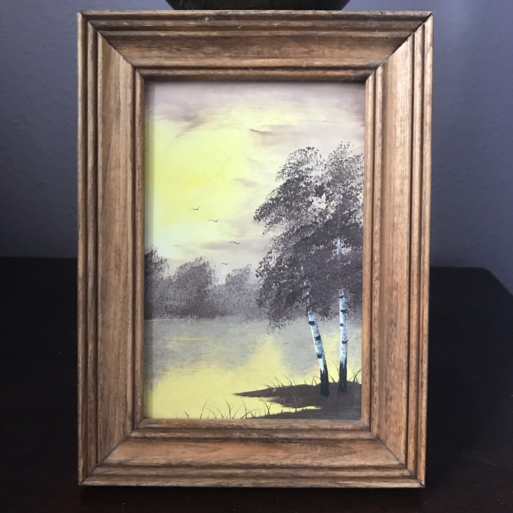 Vintage miniature original painting in the frame